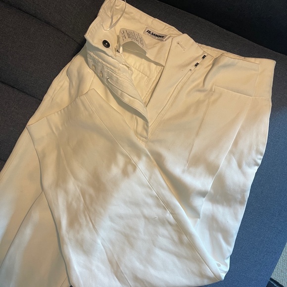 Jil Sander wild leg carpi high waisted trousers white pants cotton. size 36. - Picture 1 of 4
